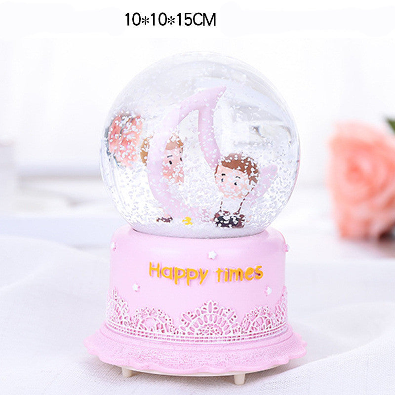 Creative Couple Gift Crystal Ball Birthday Gift Home Decoration Floating Snow Music Box