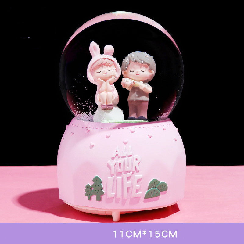 Creative Couple Gift Crystal Ball Birthday Gift Home Decoration Floating Snow Music Box