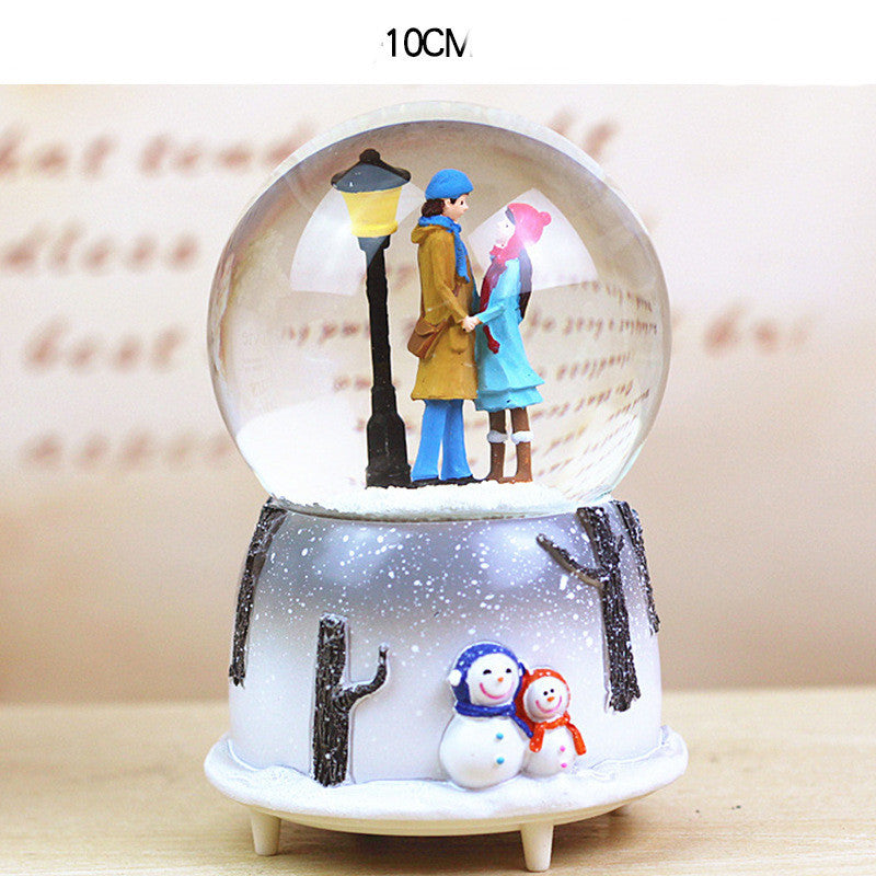 Creative Couple Gift Crystal Ball Birthday Gift Home Decoration Floating Snow Music Box