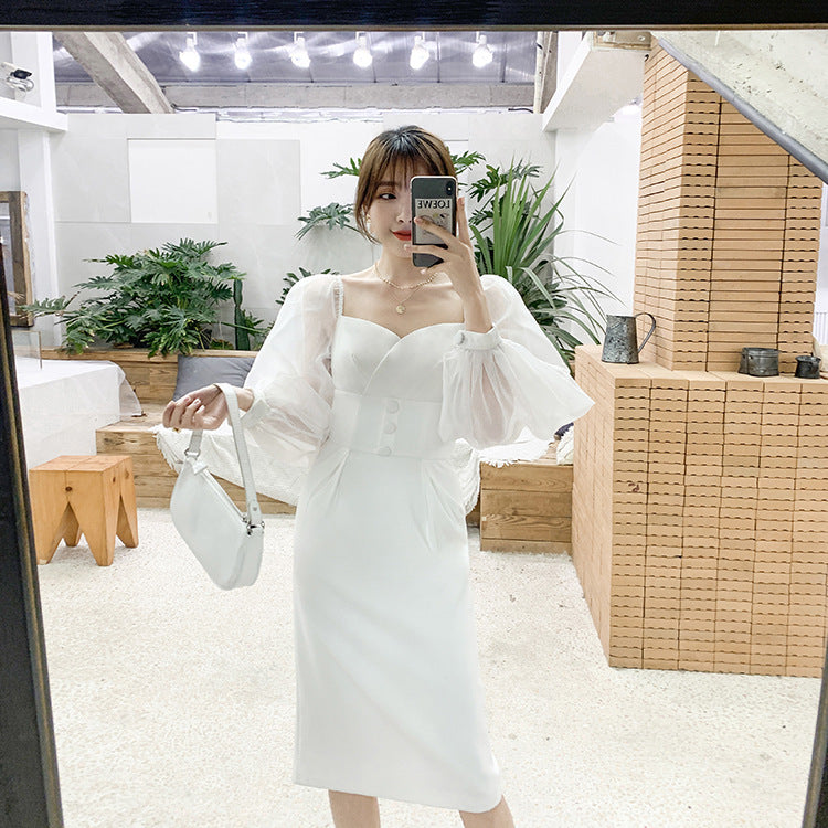 Lady dating perspective puff sleeve dress