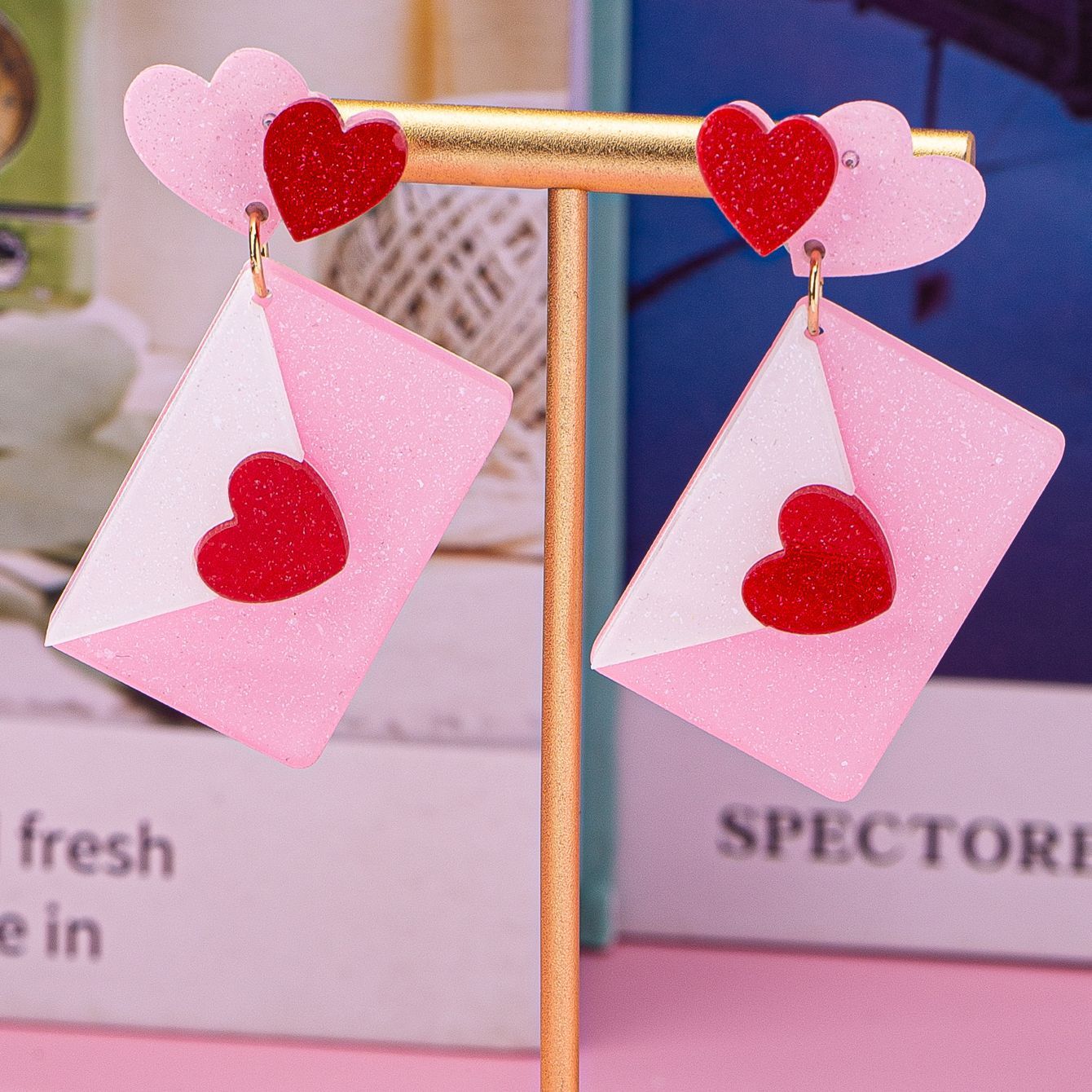 Fashion Valentine's Day Acrylic Love Envelope Earrings