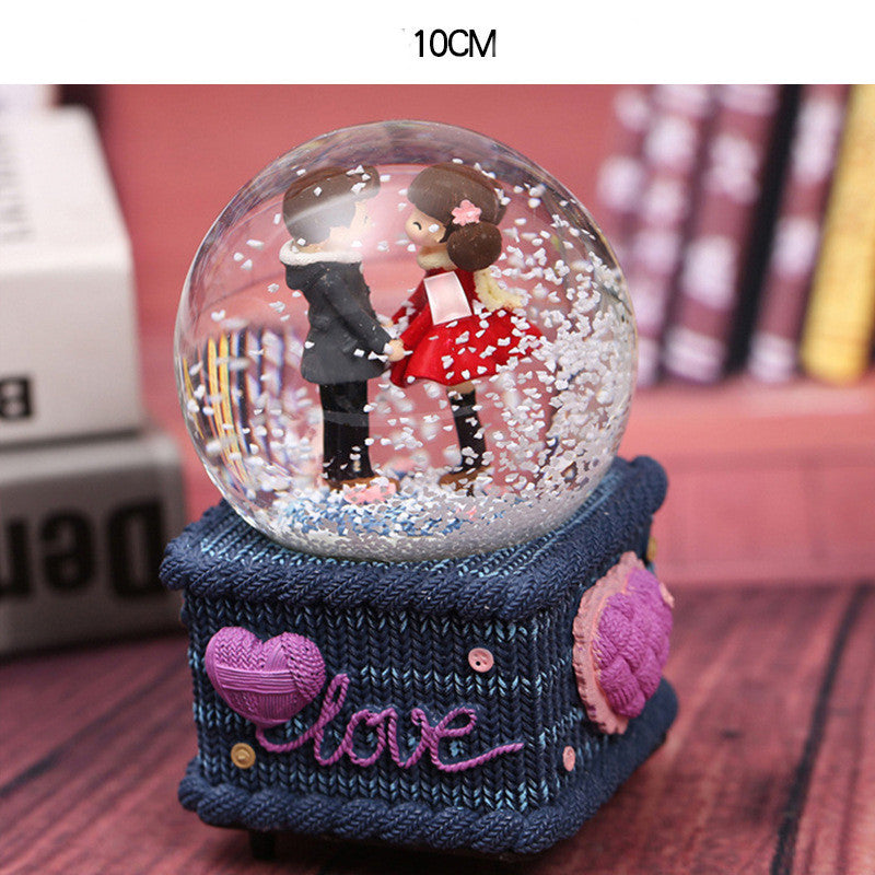 Creative Couple Gift Crystal Ball Birthday Gift Home Decoration Floating Snow Music Box