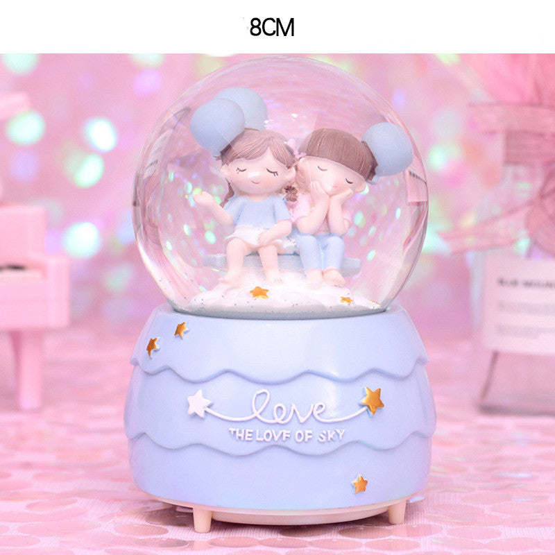 Creative Couple Gift Crystal Ball Birthday Gift Home Decoration Floating Snow Music Box