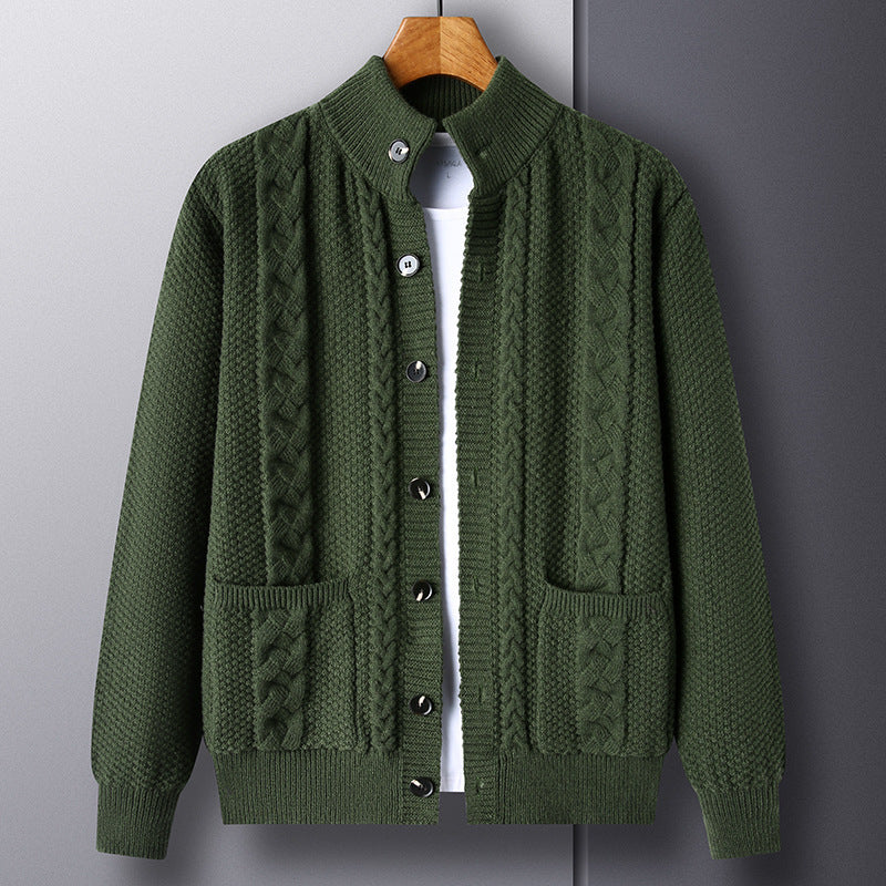 New Single-breasted Sweater With Pockets Fashion Jacquard Loose-fitting Cardigan Men Clothing