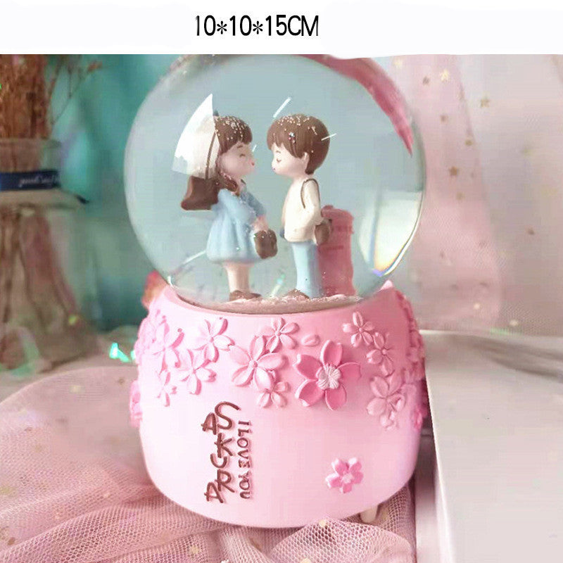 Creative Couple Gift Crystal Ball Birthday Gift Home Decoration Floating Snow Music Box