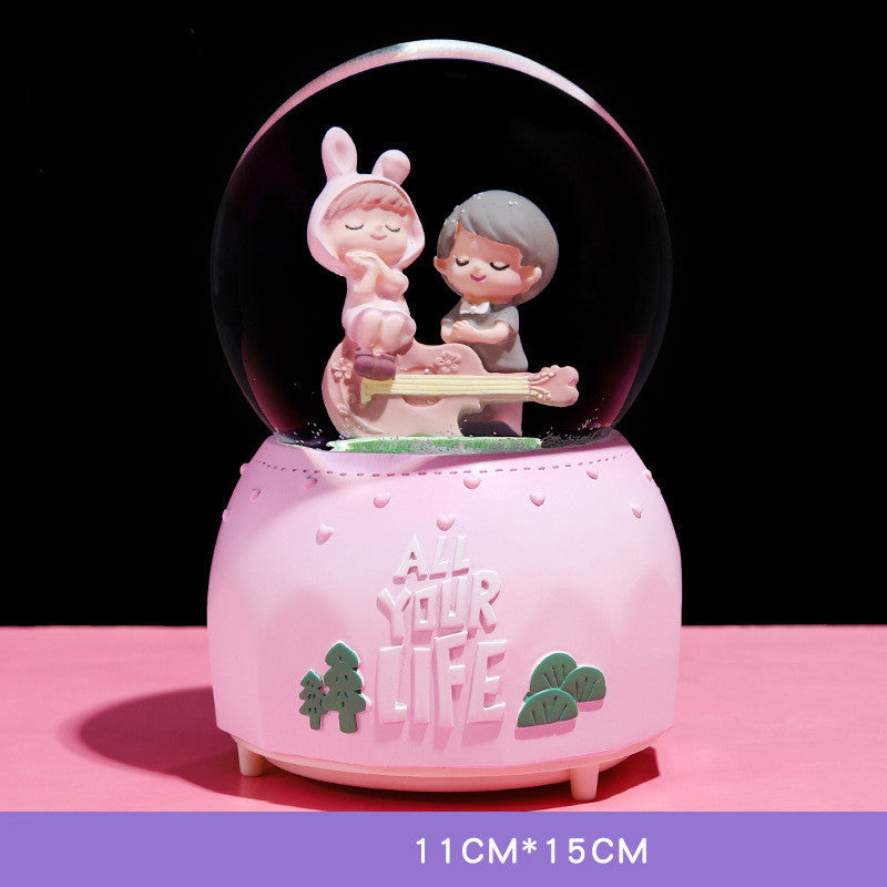 Creative Couple Gift Crystal Ball Birthday Gift Home Decoration Floating Snow Music Box