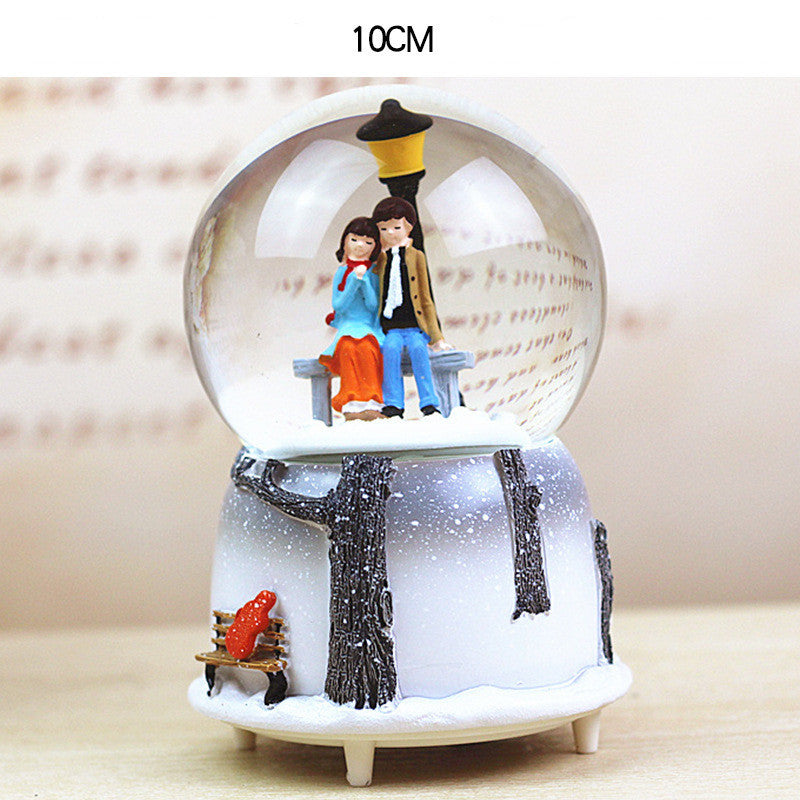 Creative Couple Gift Crystal Ball Birthday Gift Home Decoration Floating Snow Music Box