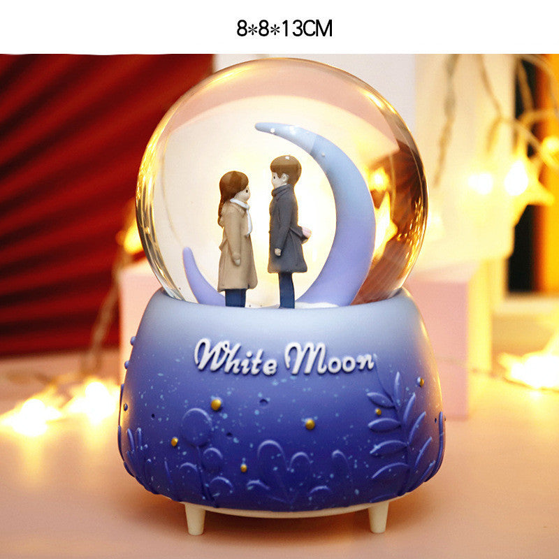 Creative Couple Gift Crystal Ball Birthday Gift Home Decoration Floating Snow Music Box