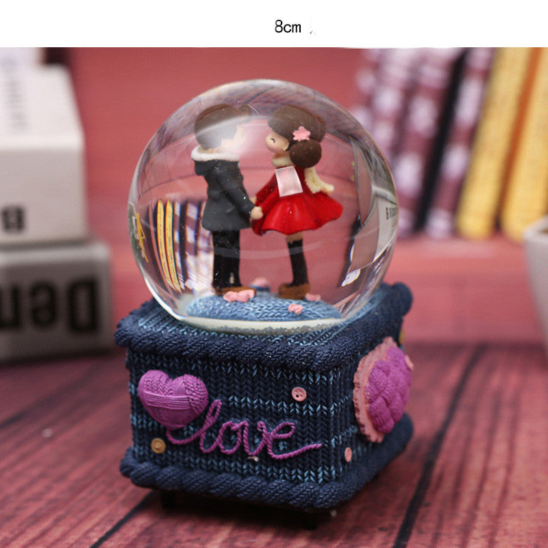 Creative Couple Gift Crystal Ball Birthday Gift Home Decoration Floating Snow Music Box