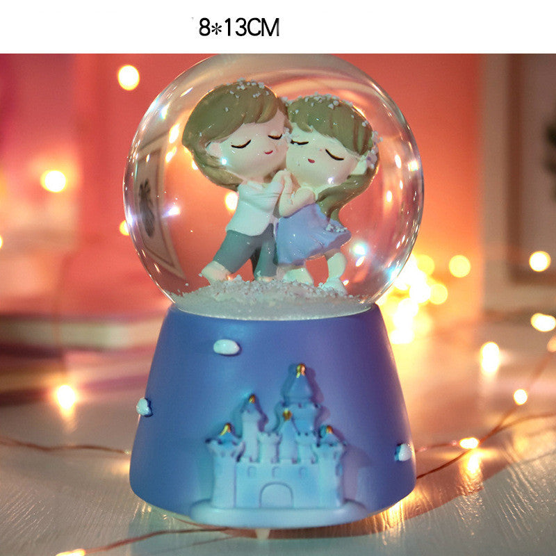 Creative Couple Gift Crystal Ball Birthday Gift Home Decoration Floating Snow Music Box