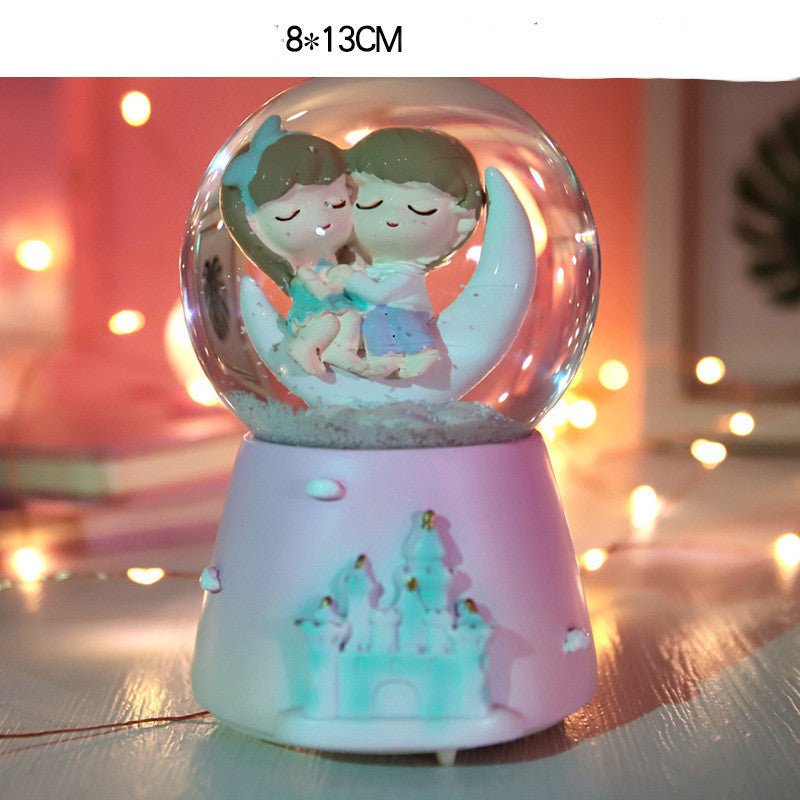 Creative Couple Gift Crystal Ball Birthday Gift Home Decoration Floating Snow Music Box