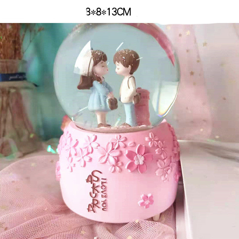 Creative Couple Gift Crystal Ball Birthday Gift Home Decoration Floating Snow Music Box