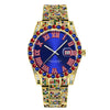 Hip Hop Men Fashion Color Full Diamond Date Quartz Watches