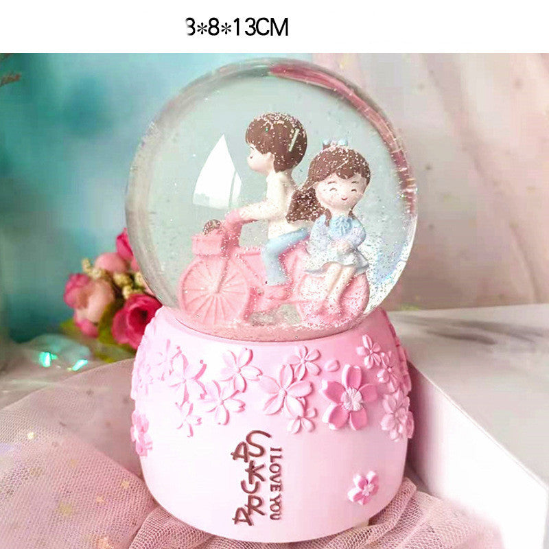 Creative Couple Gift Crystal Ball Birthday Gift Home Decoration Floating Snow Music Box